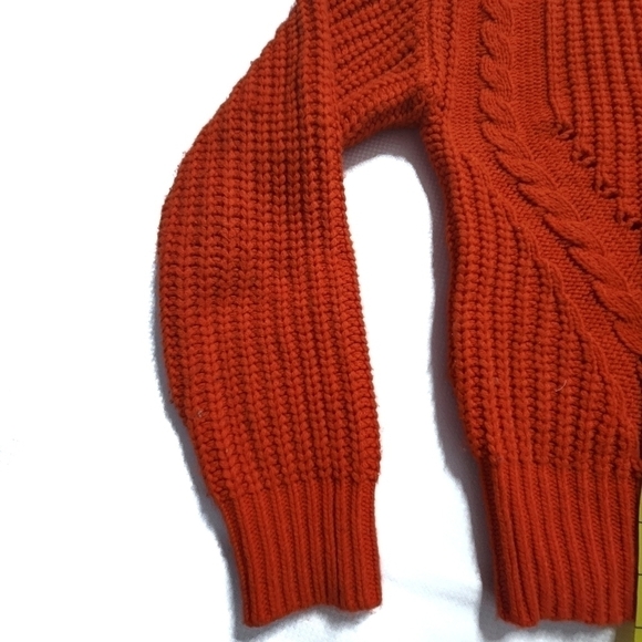 TWIK By Simons Orange Knitted V-Neck Sweater - Picture 6 of 9